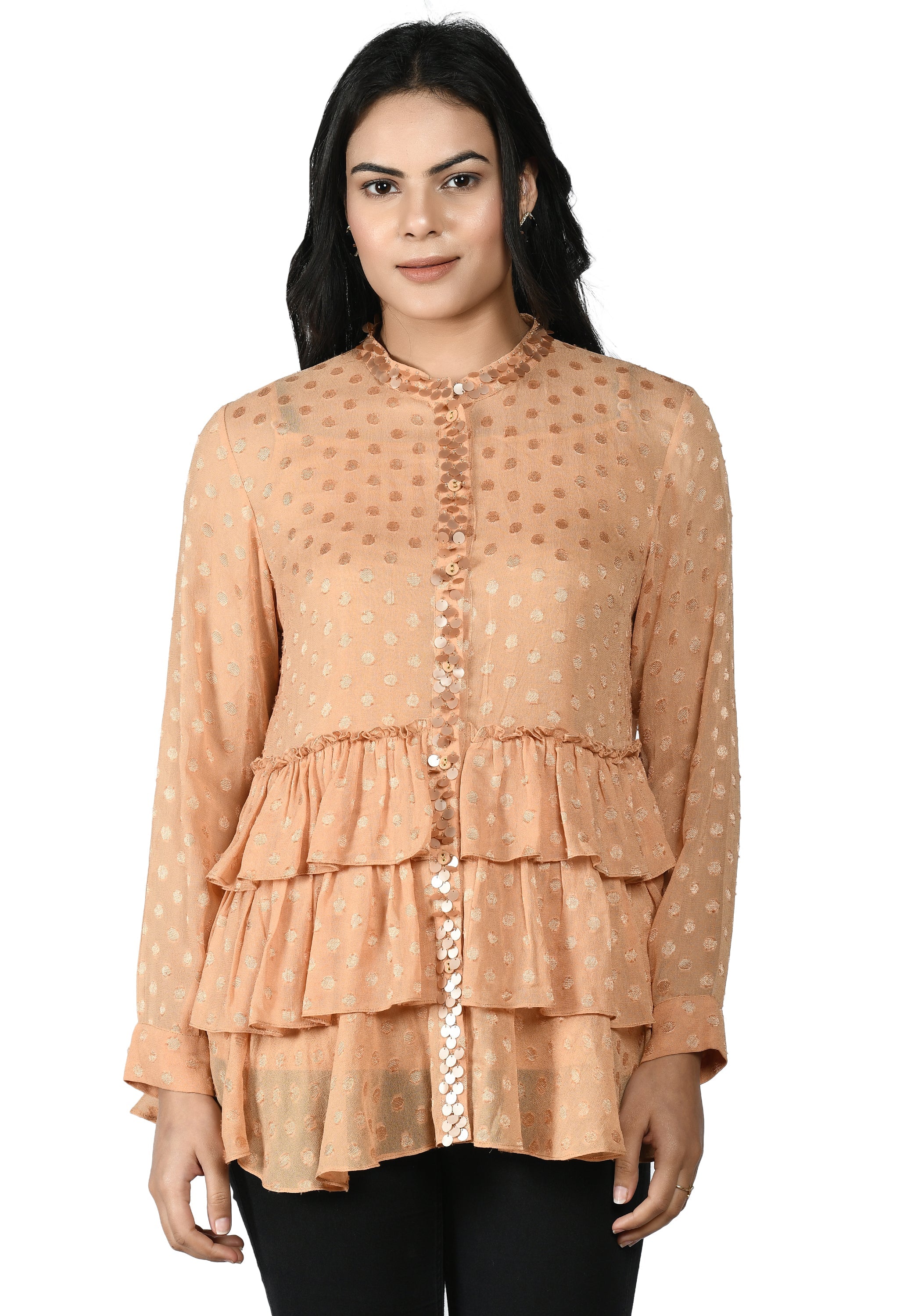 Almond Brown Three Layer Top | Women Brown Tops Online